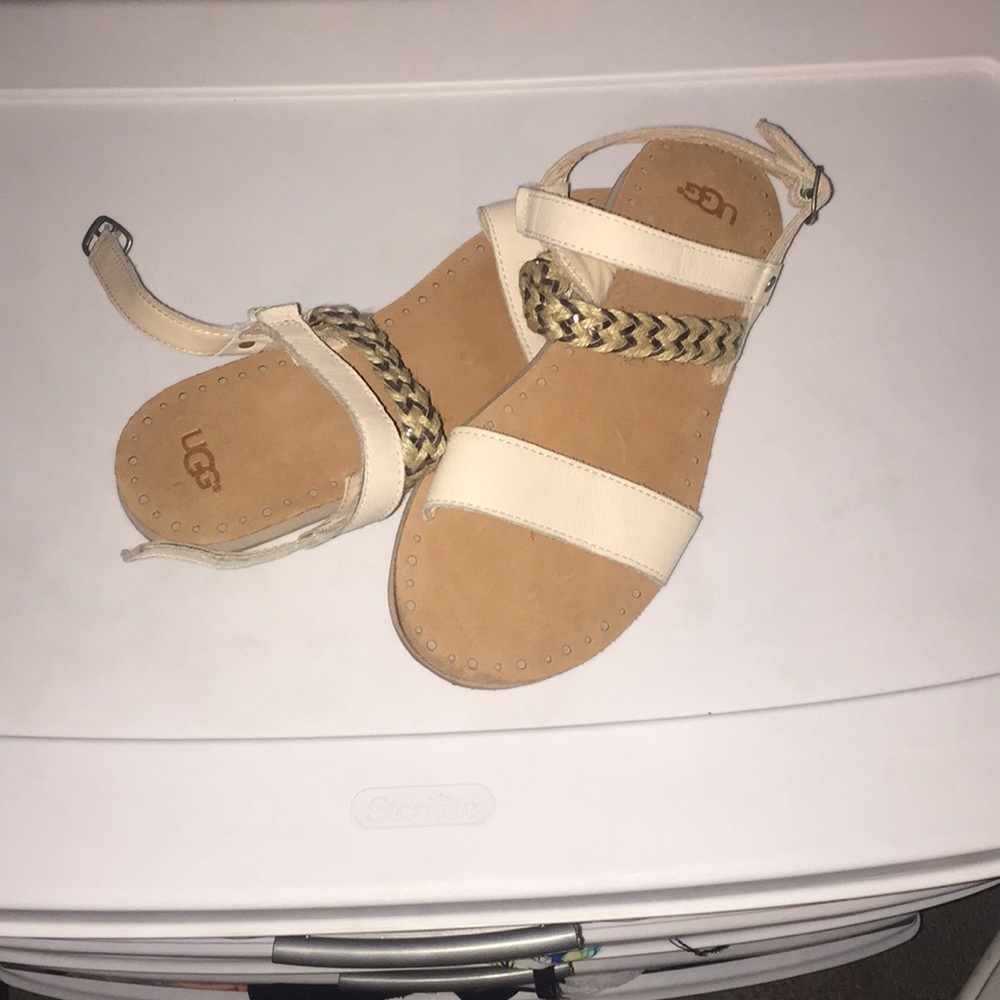 UGG size 7 cream leather straps